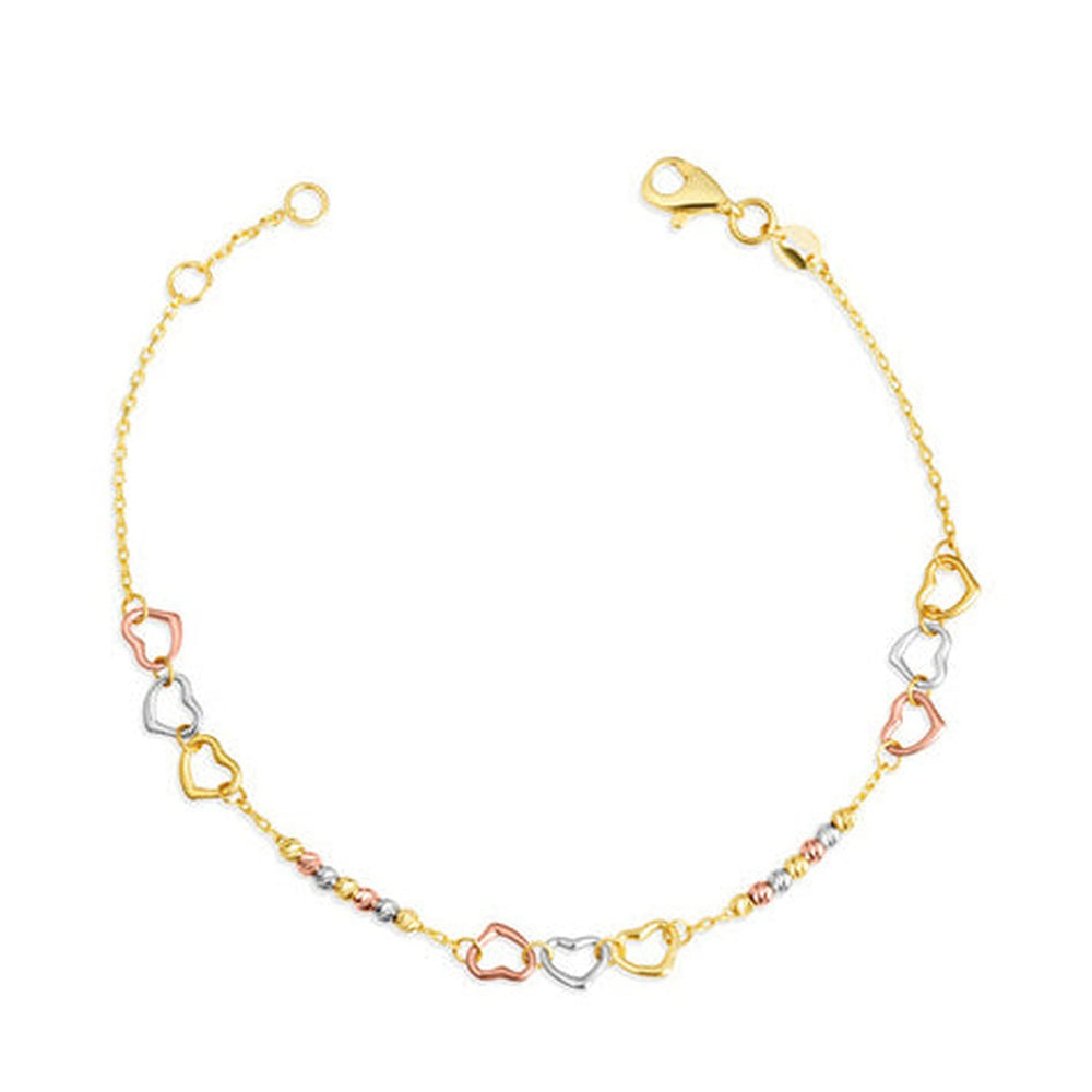 14K Tri-Color Gold Heart Bead Anklet — Google Merchant 1200px primary