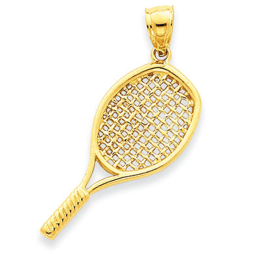 14K Yellow Gold Tennis Racket Sports Pendant Necklace — Google Merchant 1200px primary