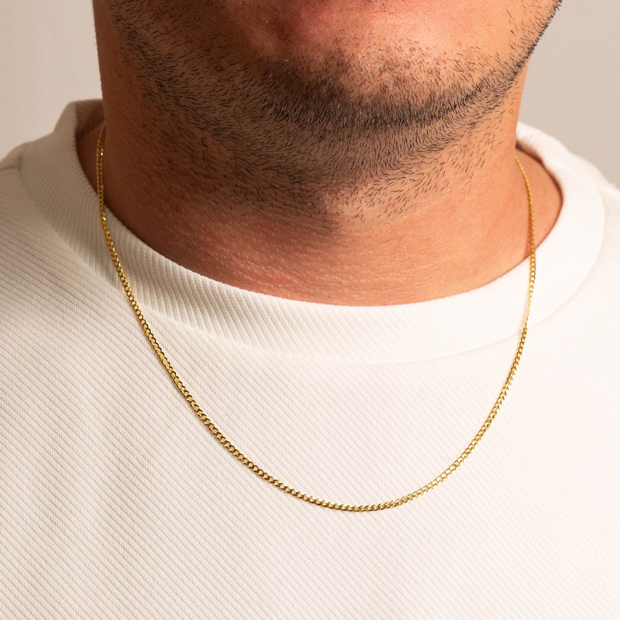 1.68 mm Men’s Gold Miami Cuban Link Chain Necklace, view 2