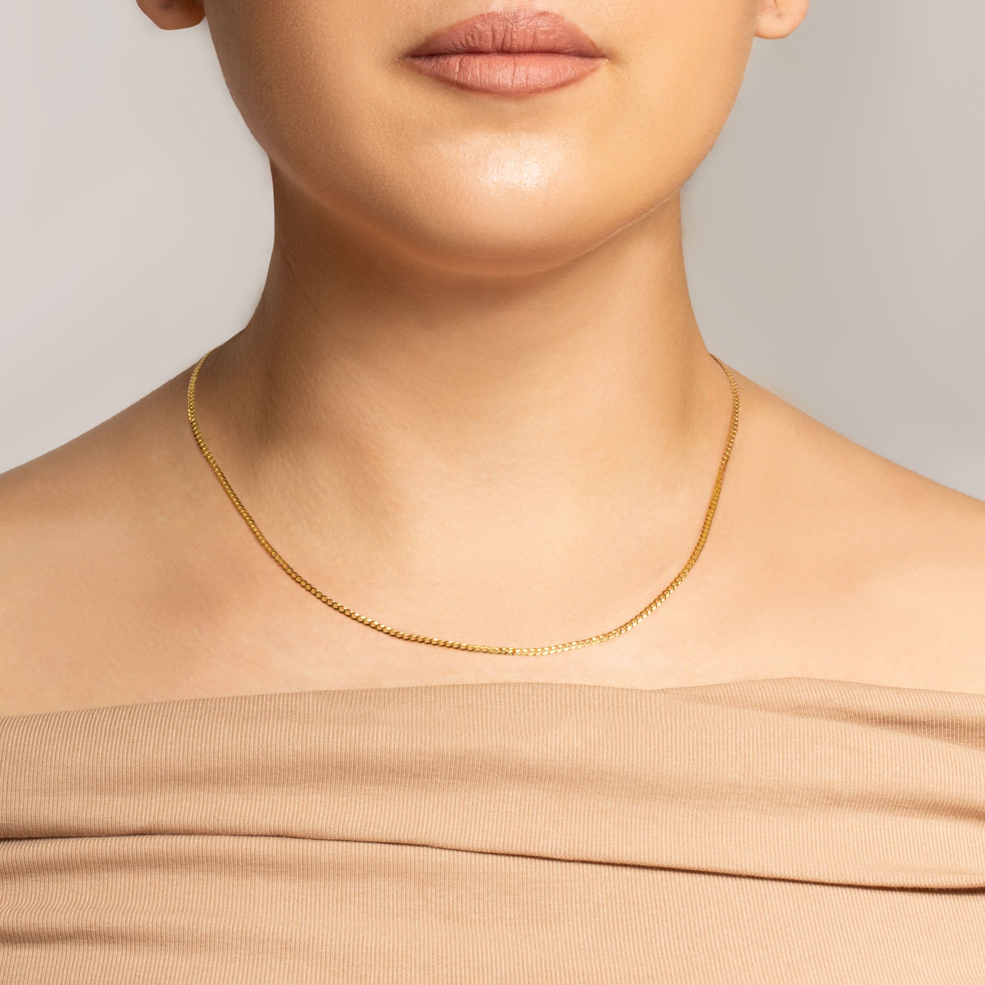 1.68 mm Men’s Gold Miami Cuban Link Chain Necklace, view 3