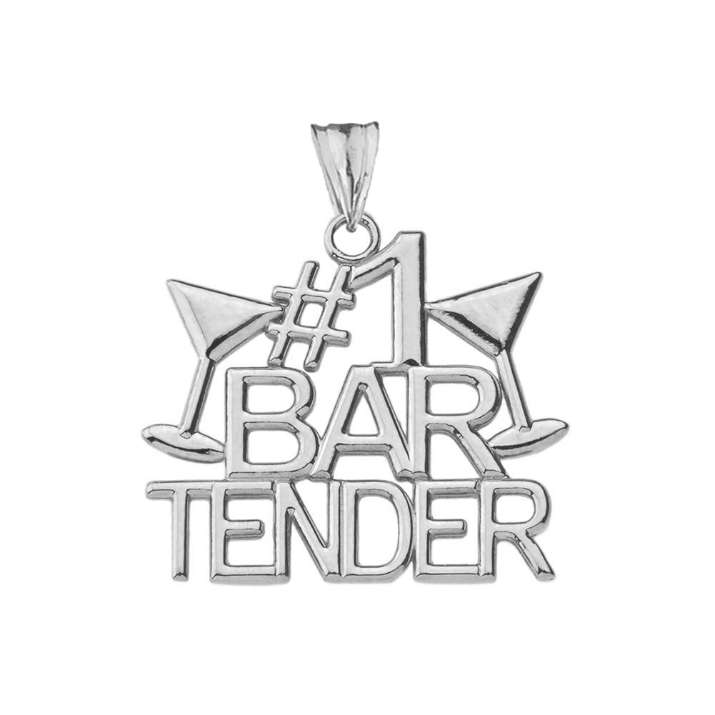 #1 Bartender Pendant Necklace in Sterling Silver, view 2