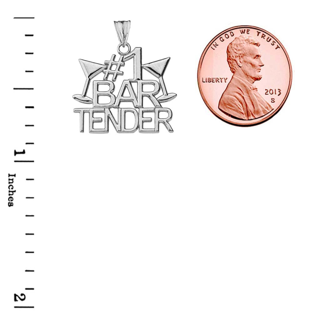 #1 Bartender Pendant Necklace in Sterling Silver, view 3