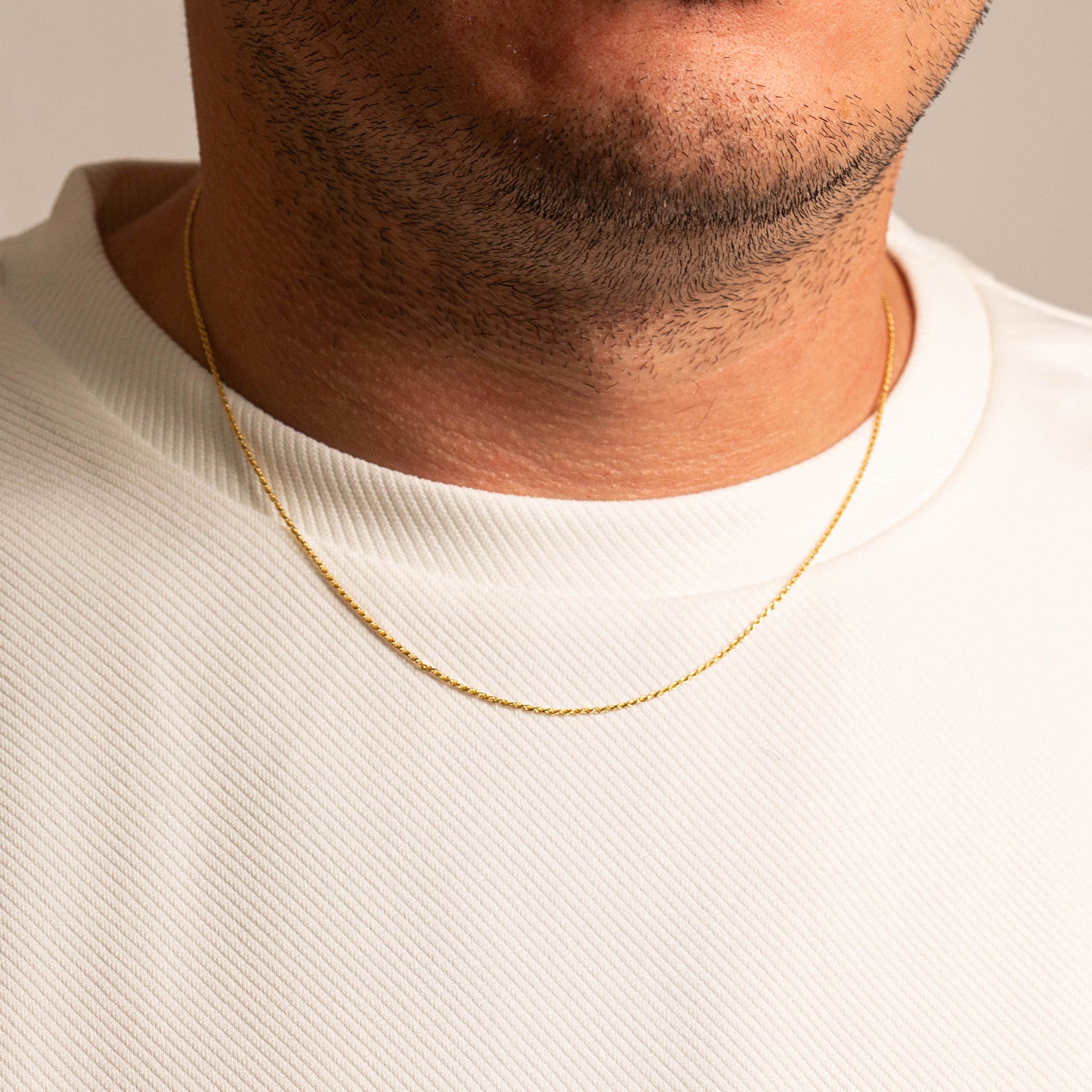 1 mm Gold Rope Chain Necklace, view 2