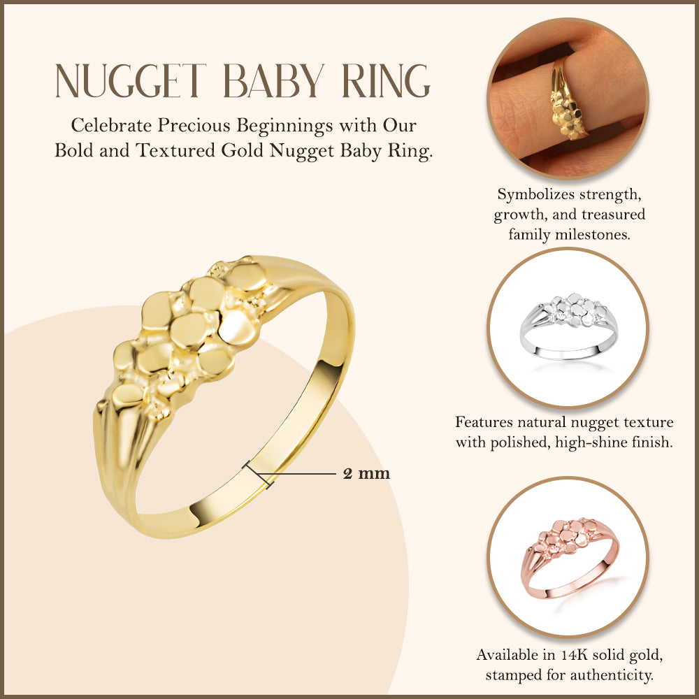10K/14K Gold Baby Nugget Ring, view 3