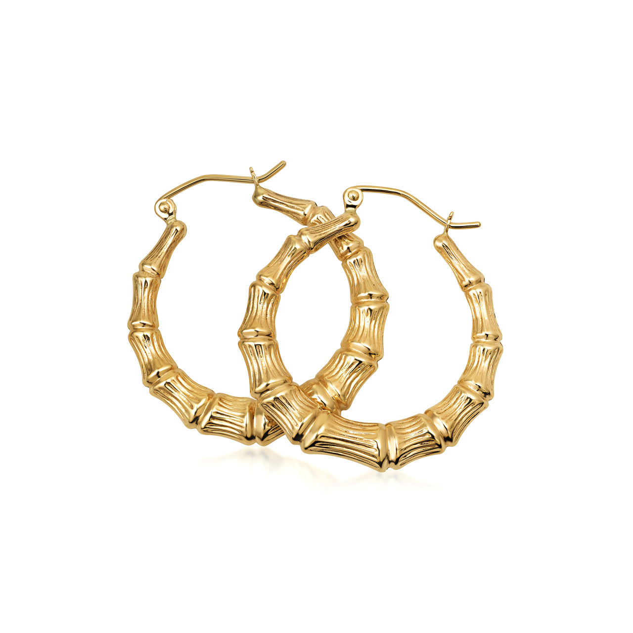 10K/14K Gold Bamboo Hoop Earrings