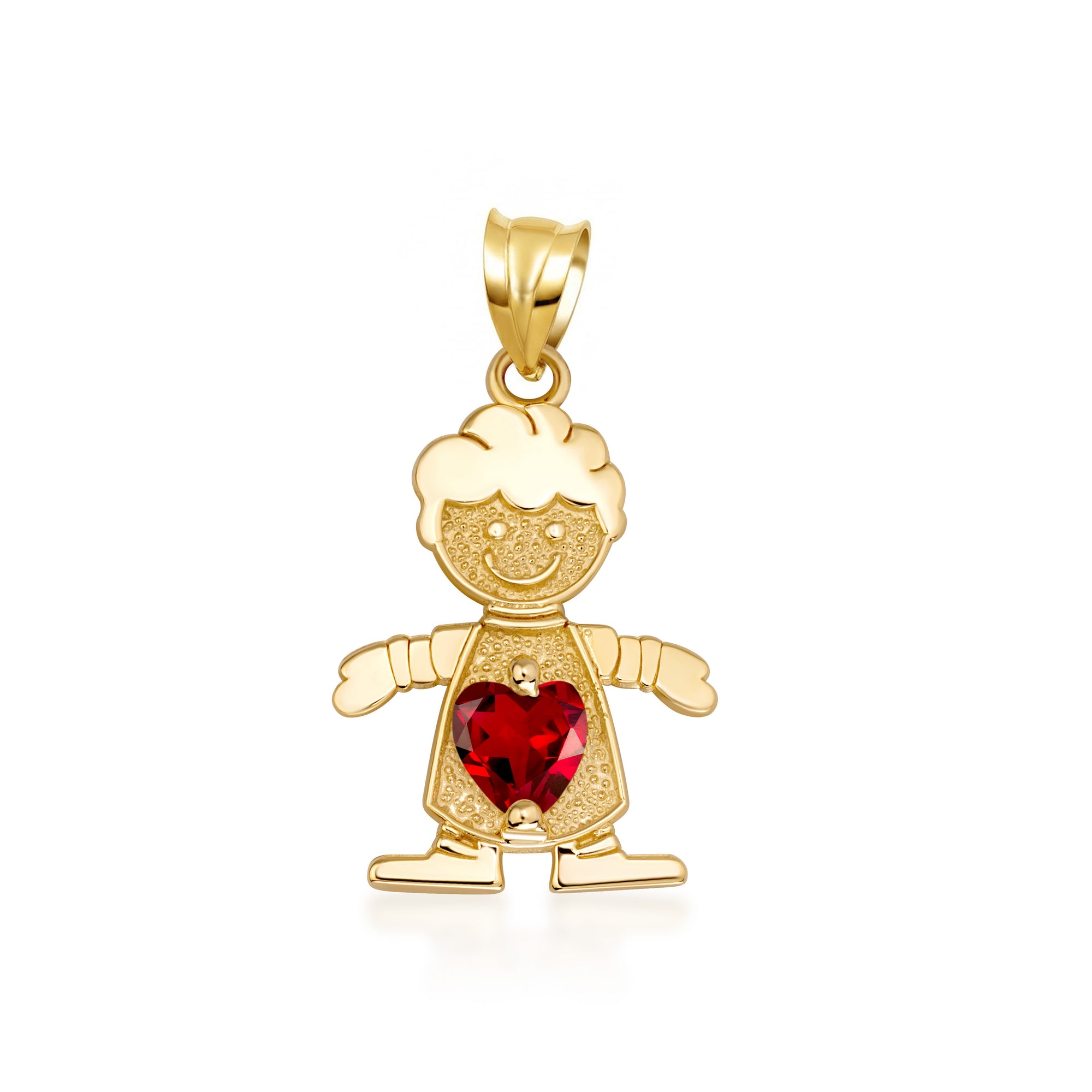 10K/14K Gold Boy/Girl Heart Birthstone Necklace