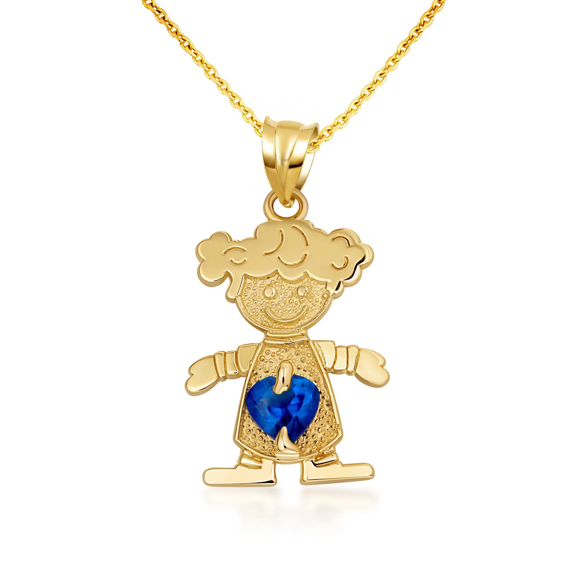 10K/14K Gold Boy/Girl Heart Birthstone Necklace, view 2