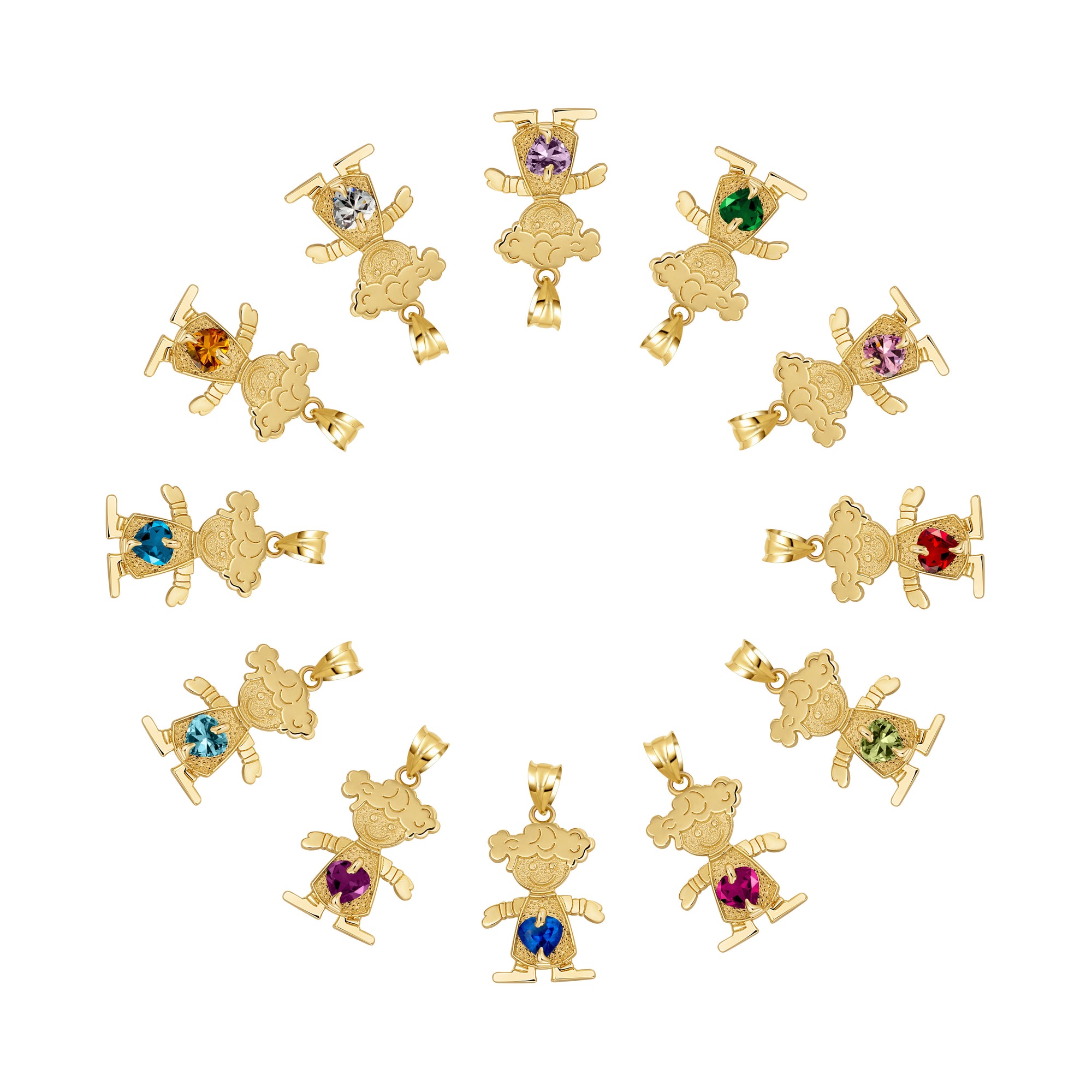 10K/14K Gold Boy/Girl Heart Birthstone Necklace, view 5