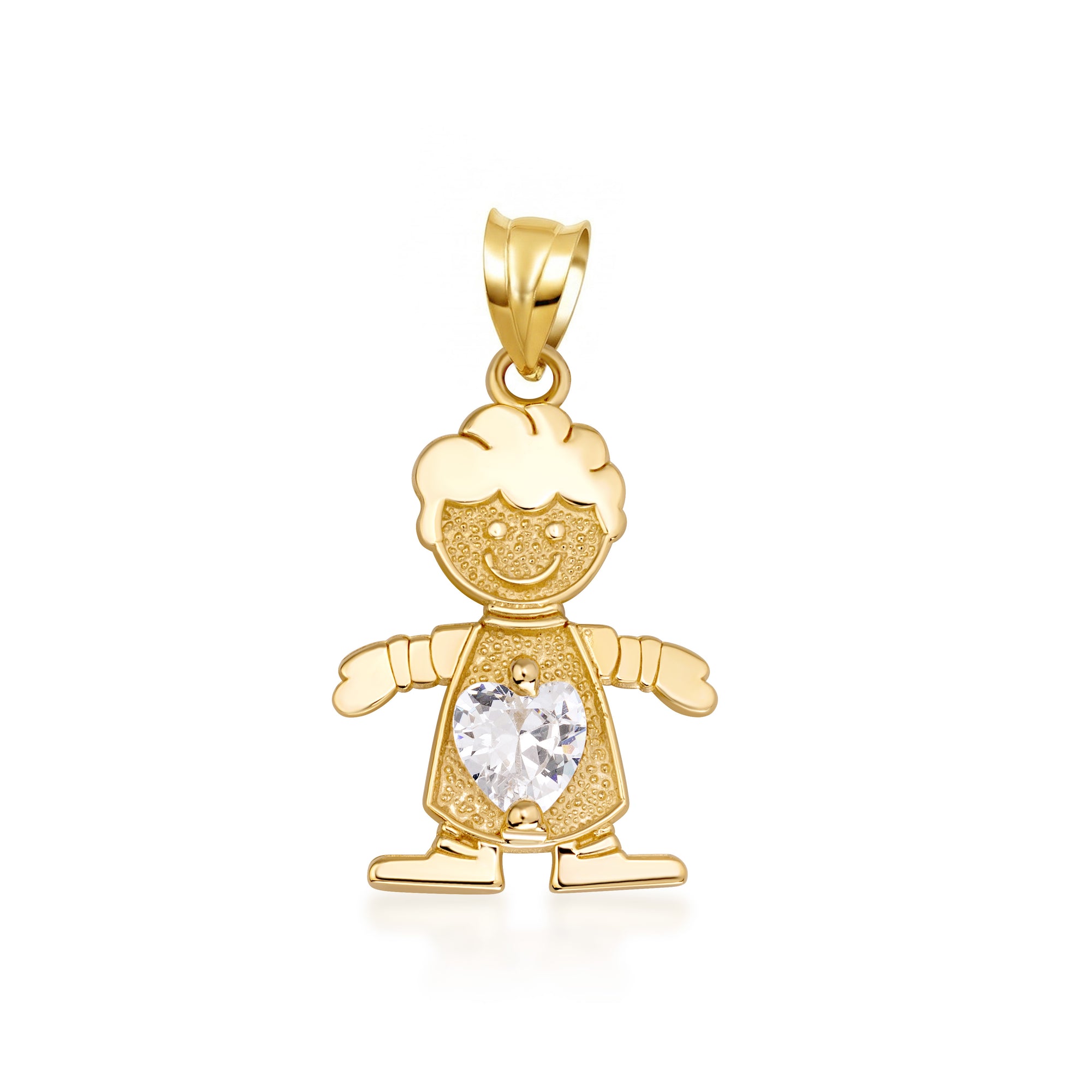 10K/14K Gold Boy/Girl Heart Birthstone Necklace, view 8