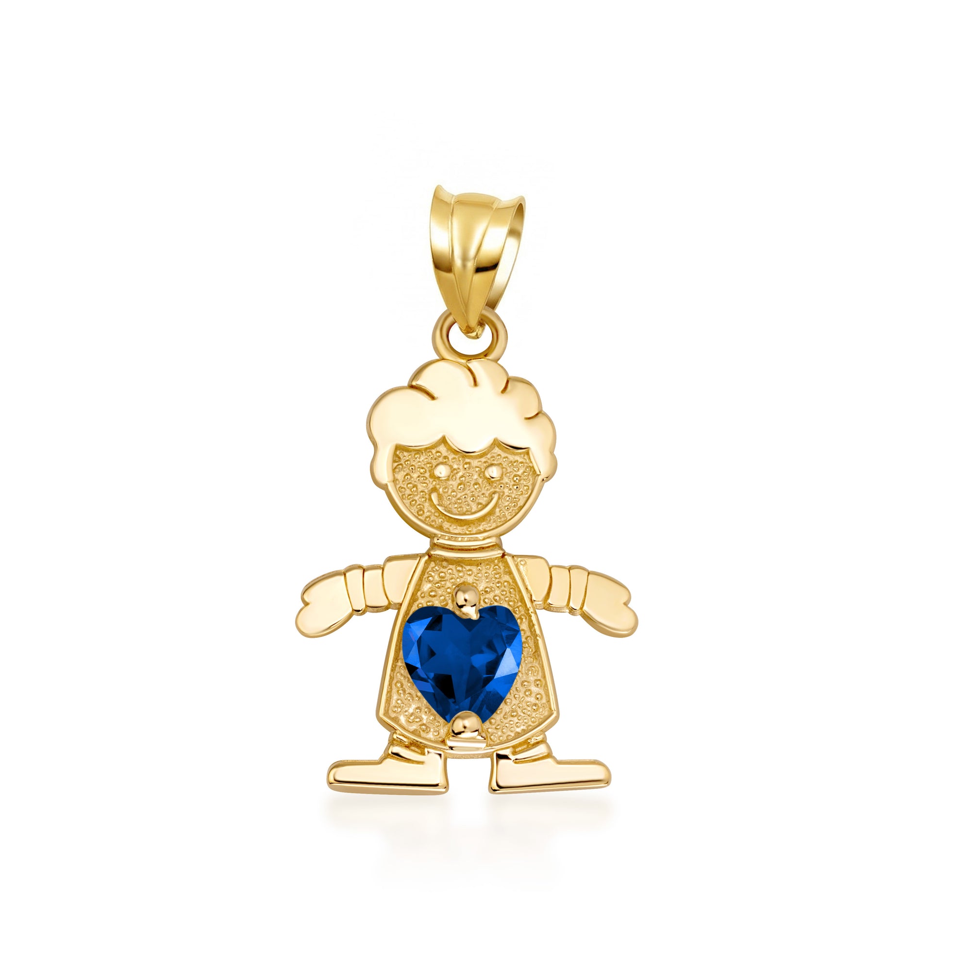 10K/14K Gold Boy/Girl Heart Birthstone Necklace, view 12