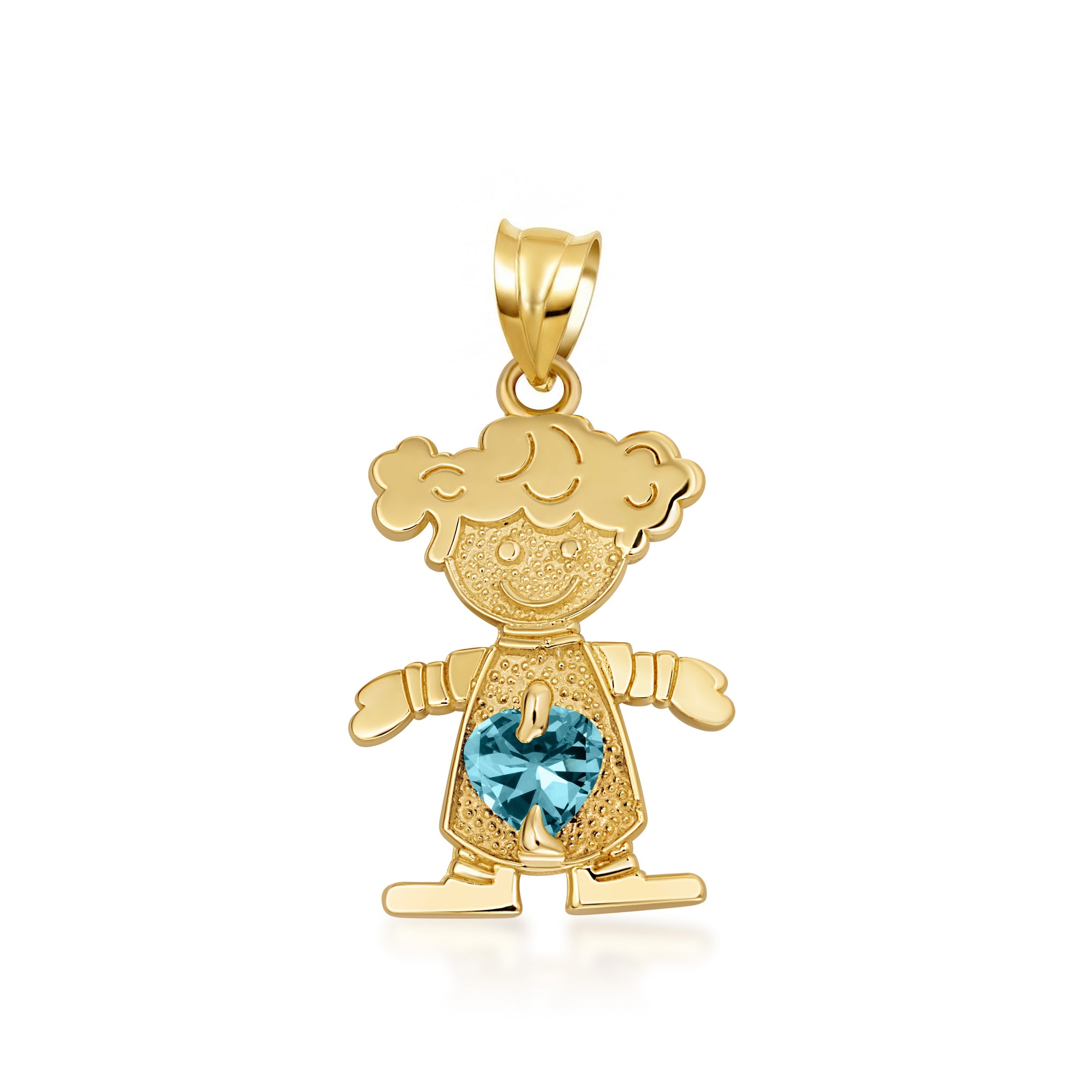 10K/14K Gold Boy/Girl Heart Birthstone Necklace, view 15
