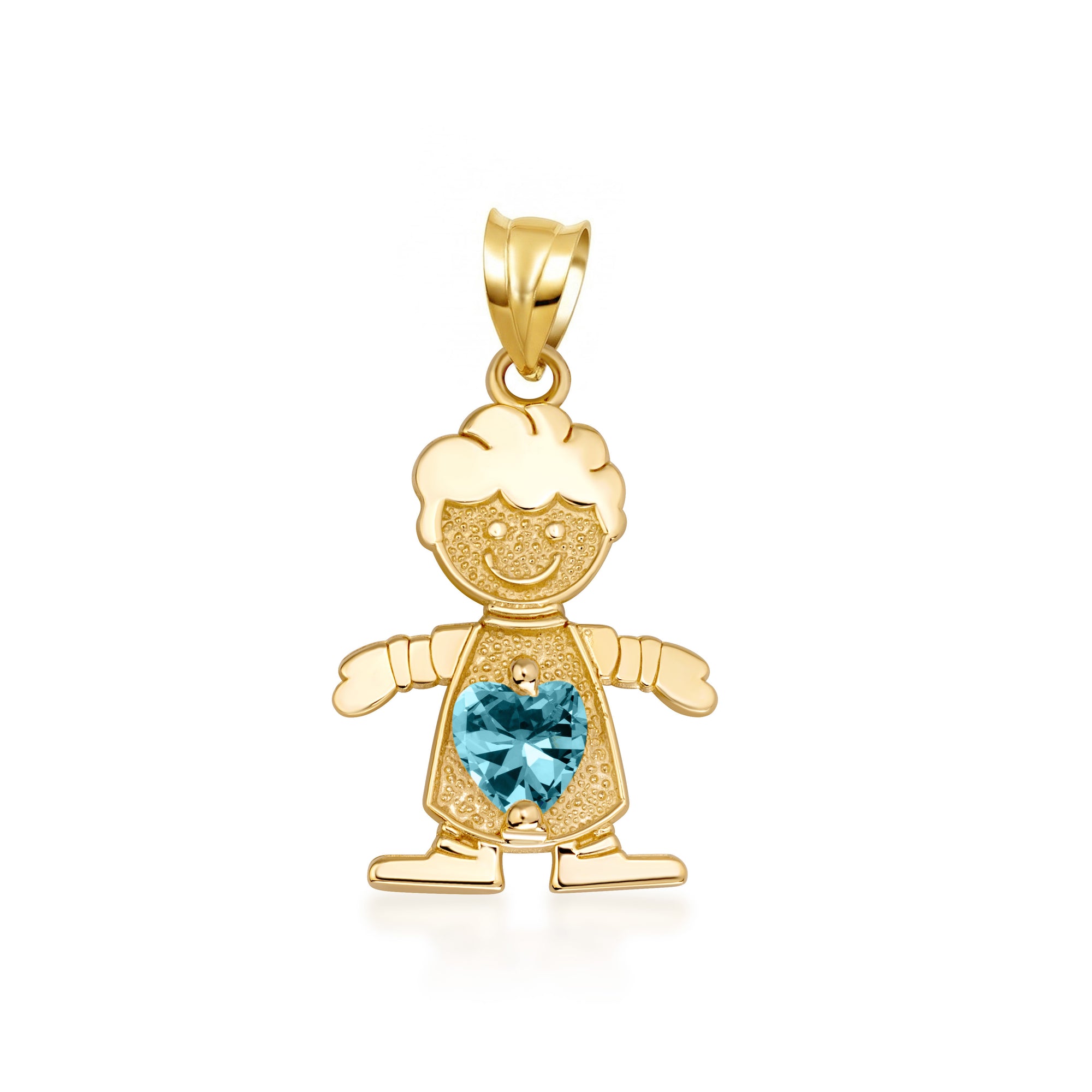 10K/14K Gold Boy/Girl Heart Birthstone Necklace, view 16