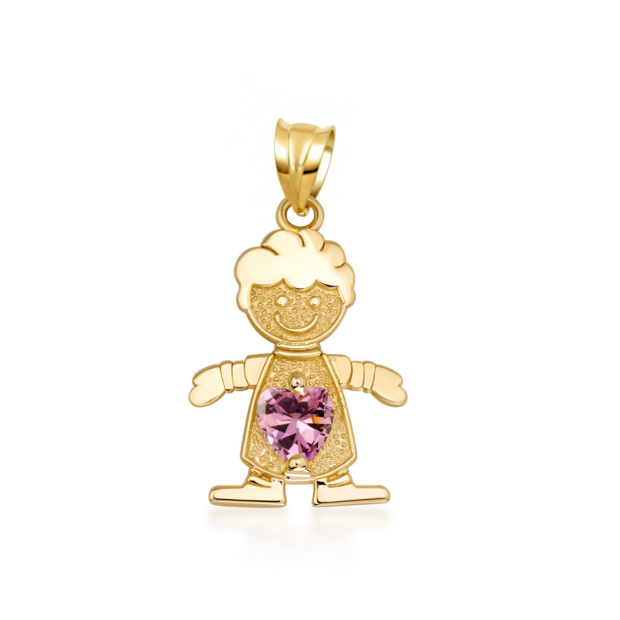 10K/14K Gold Boy/Girl Heart Birthstone Necklace, view 20