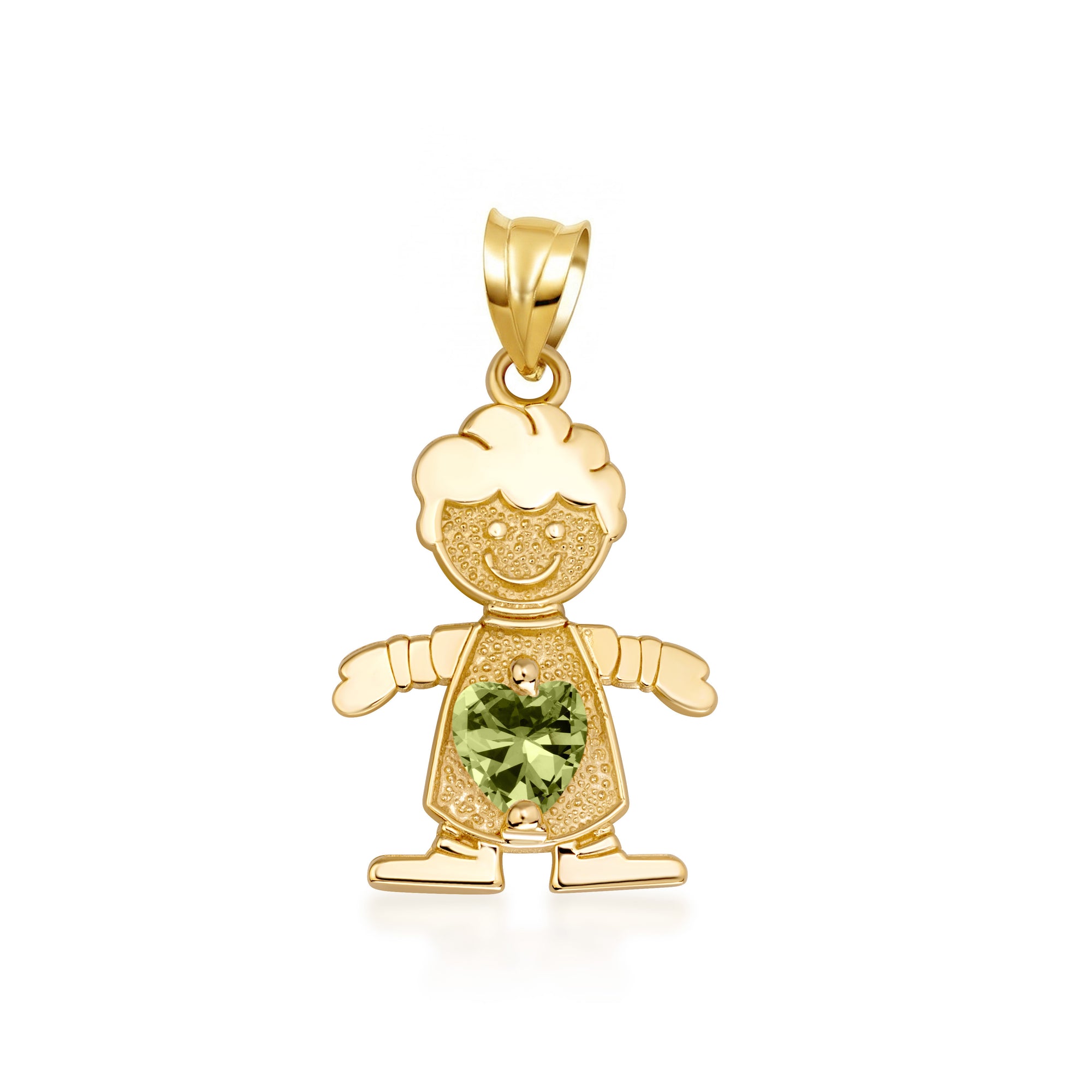 10K/14K Gold Boy/Girl Heart Birthstone Necklace, view 21