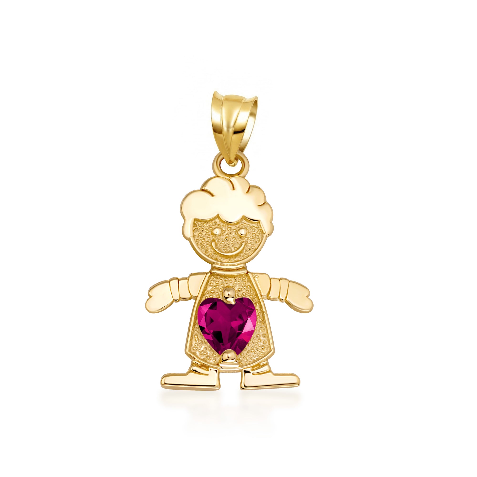 10K/14K Gold Boy/Girl Heart Birthstone Necklace, view 22