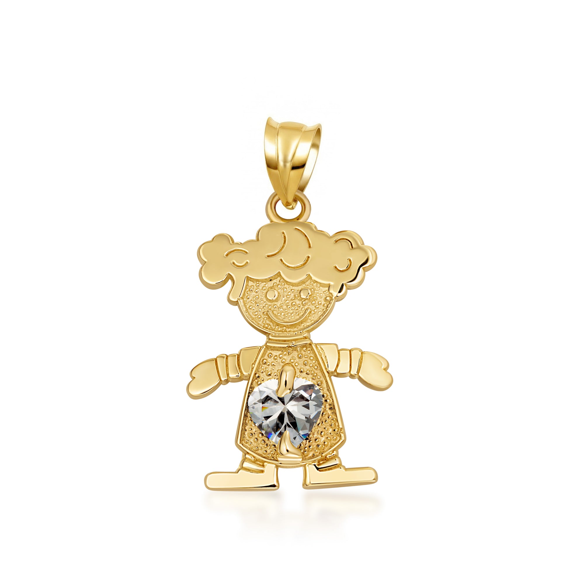 10K/14K Gold Boy/Girl Heart Birthstone Necklace, view 23