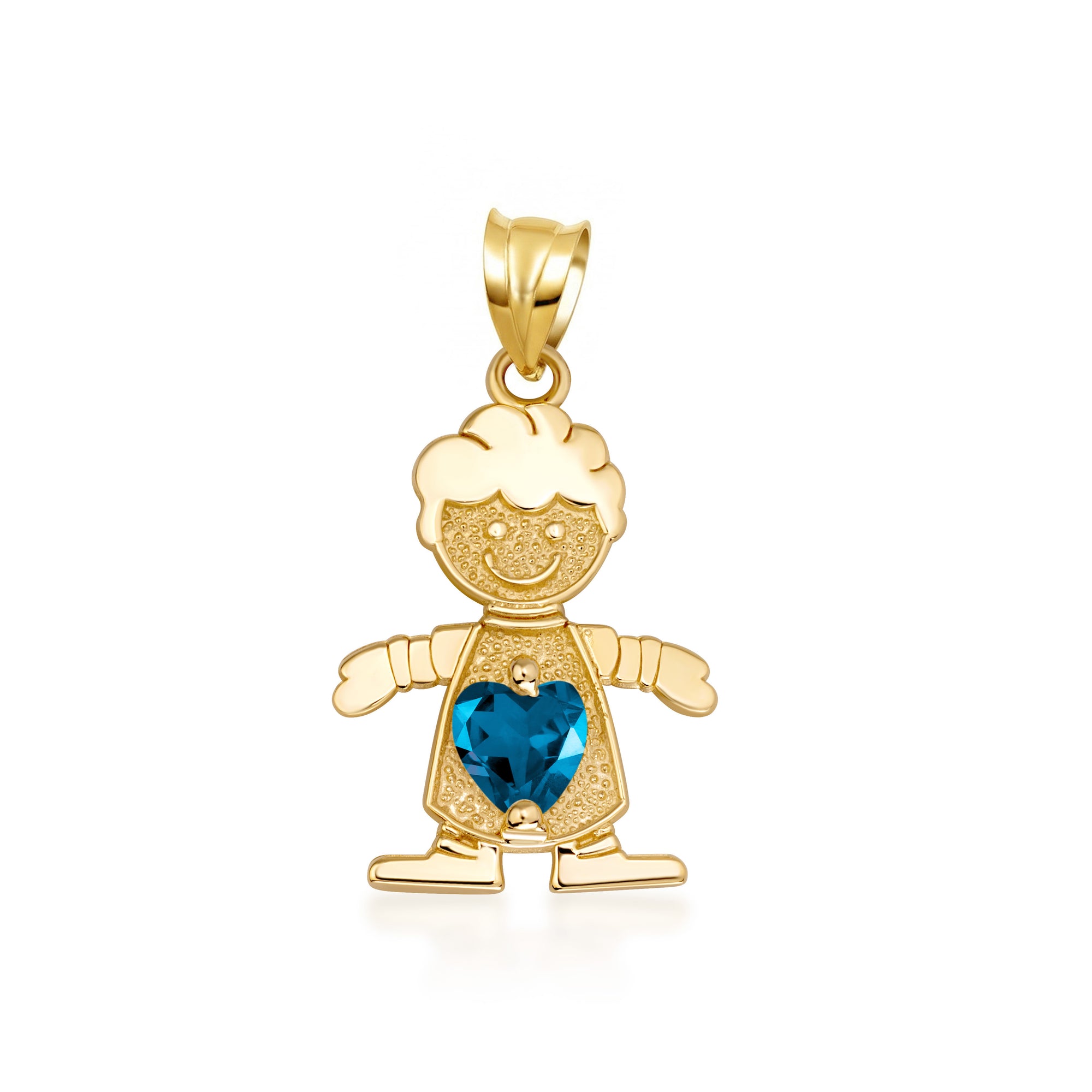 10K/14K Gold Boy/Girl Heart Birthstone Necklace, view 24