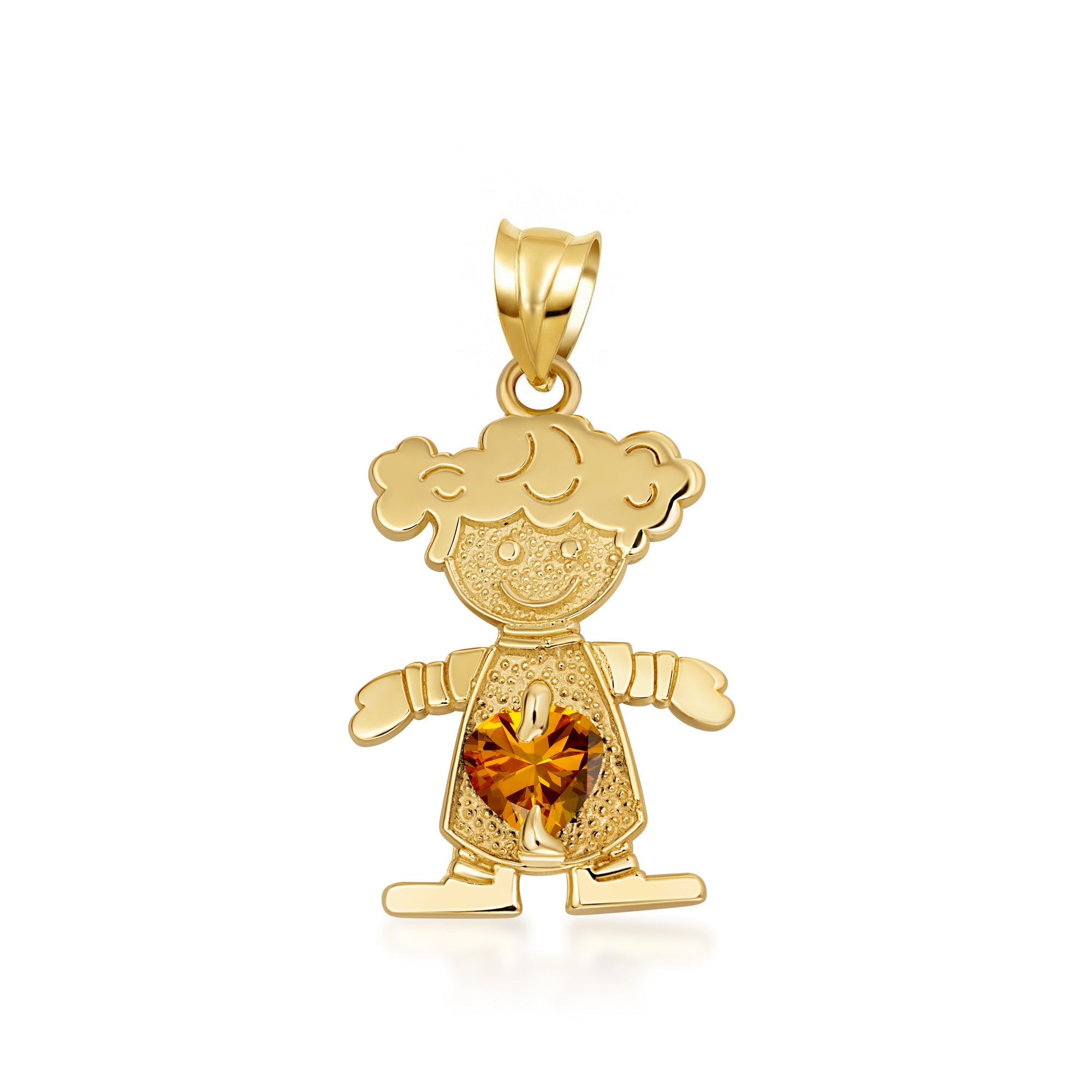 10K/14K Gold Boy/Girl Heart Birthstone Necklace, view 26