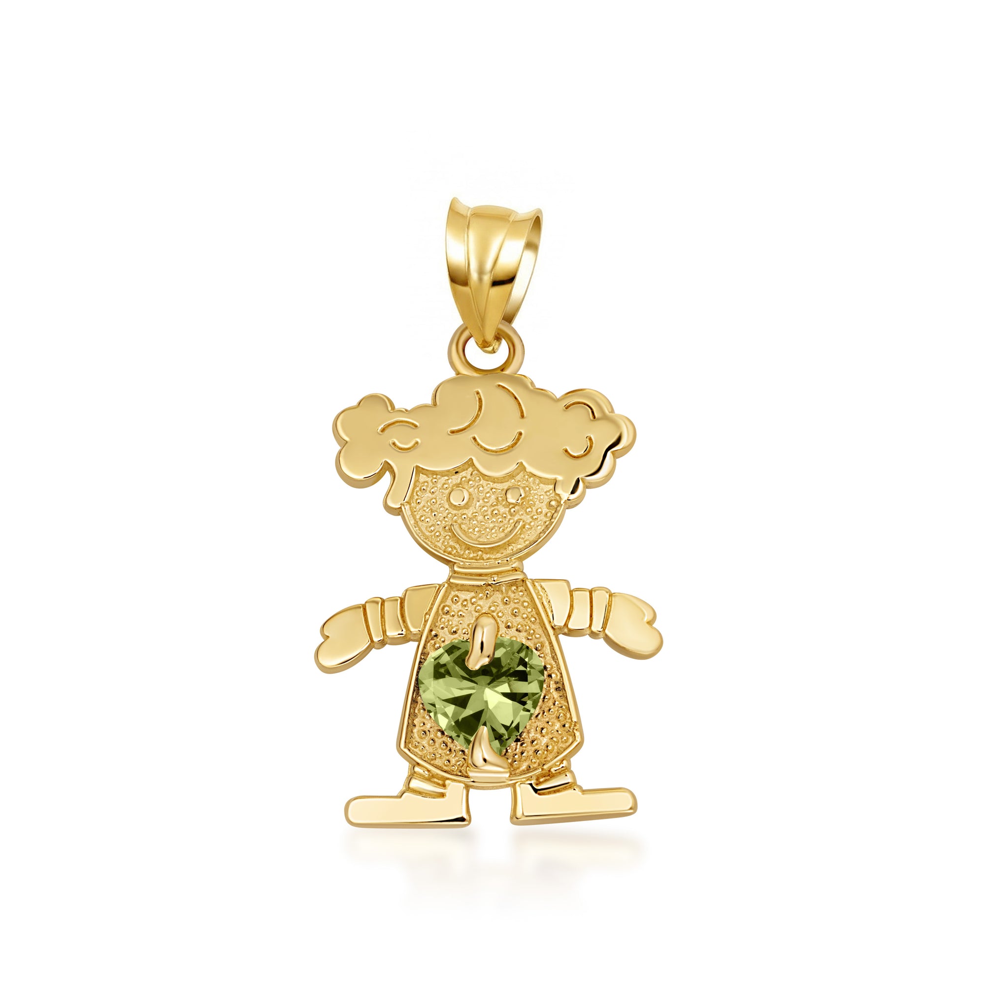 10K/14K Gold Boy/Girl Heart Birthstone Necklace, view 27