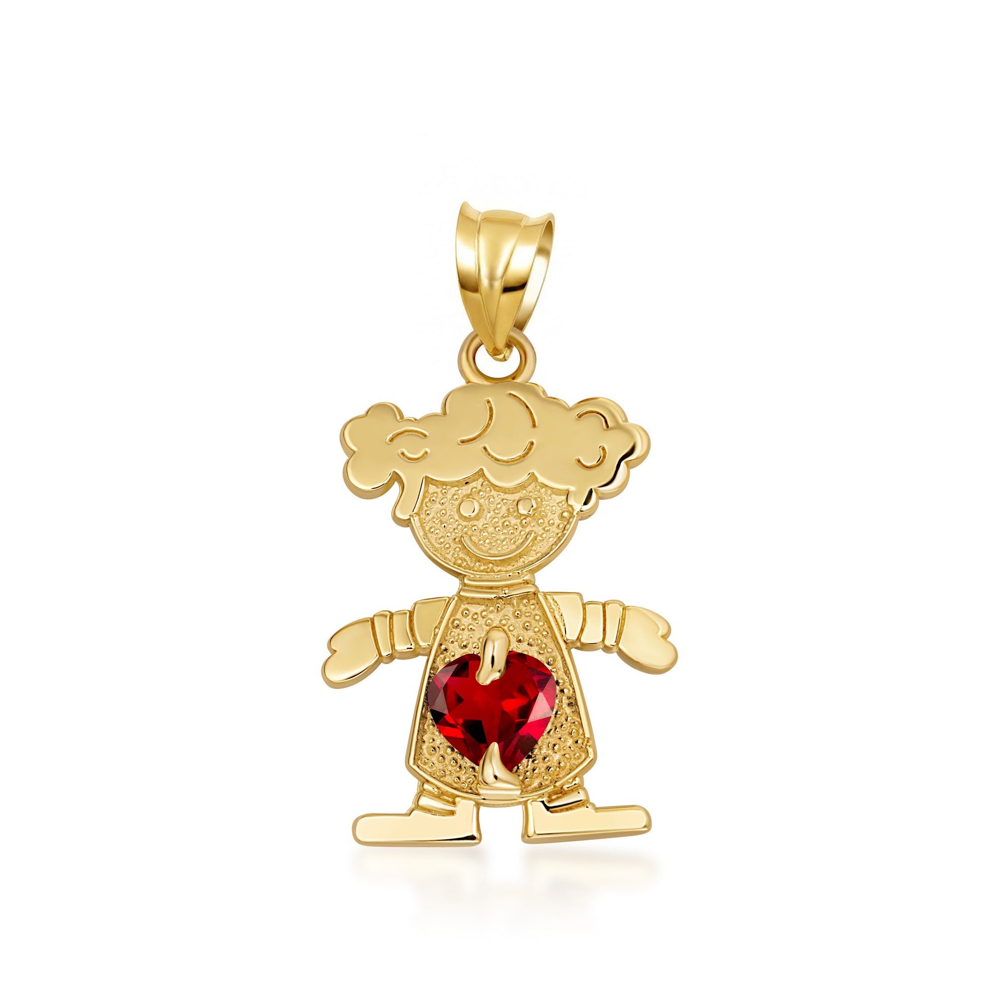 10K/14K Gold Boy/Girl Heart Birthstone Necklace, view 28