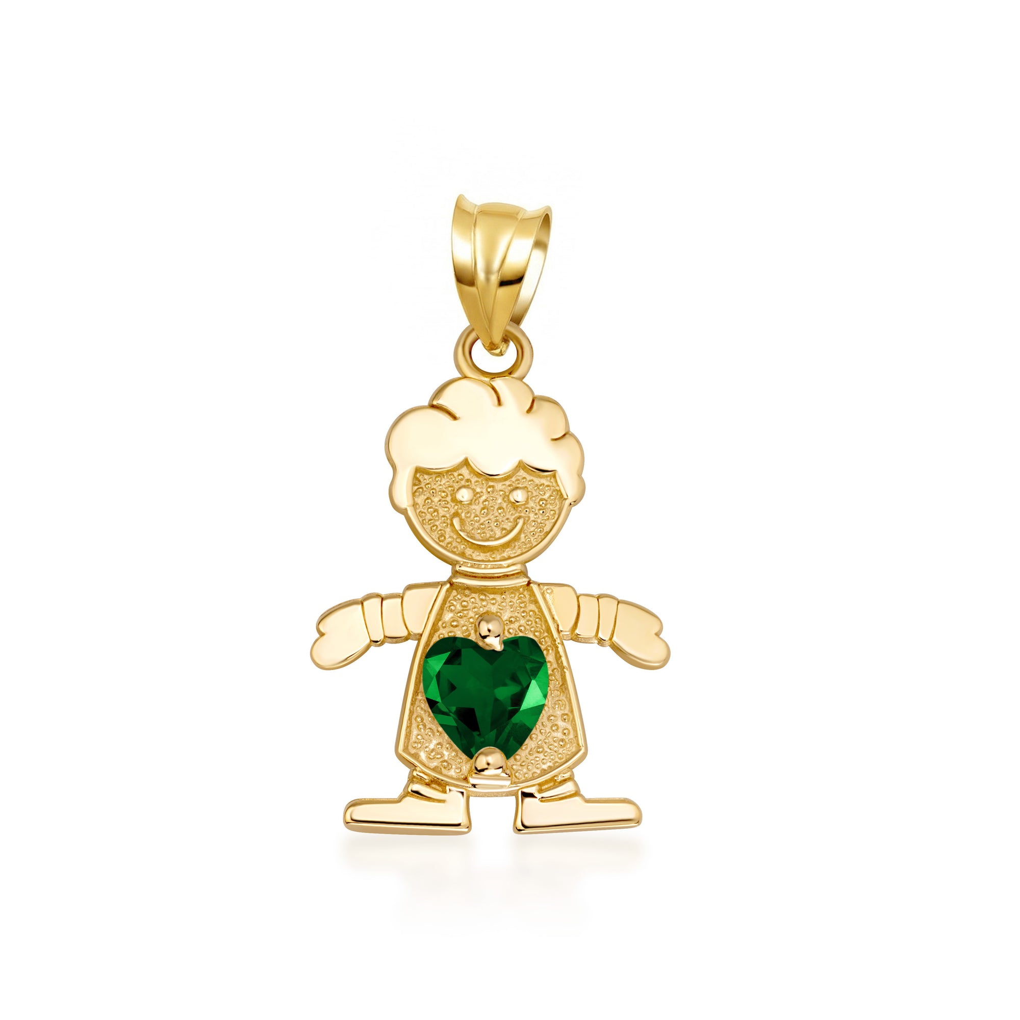 10K/14K Gold Boy/Girl Heart Birthstone Necklace, view 29