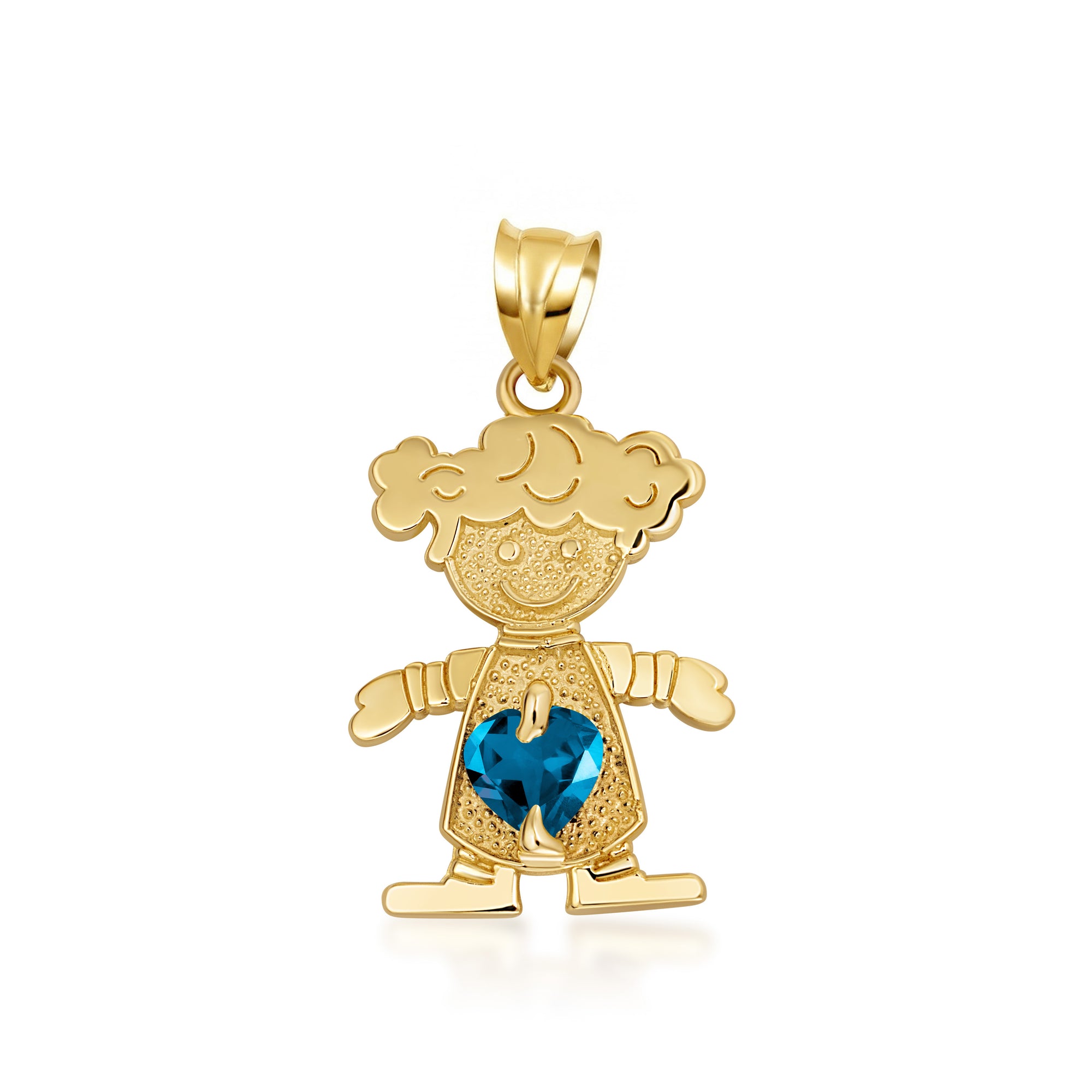 10K/14K Gold Boy/Girl Heart Birthstone Necklace, view 30