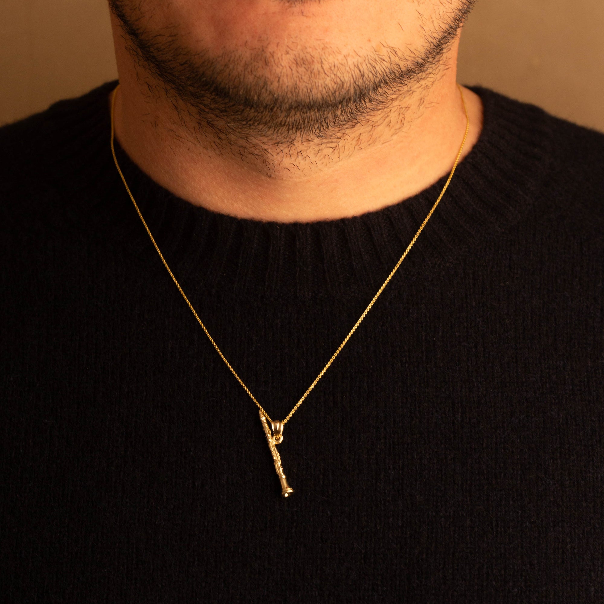 10K/14K Gold Clarinet Necklace, view 3