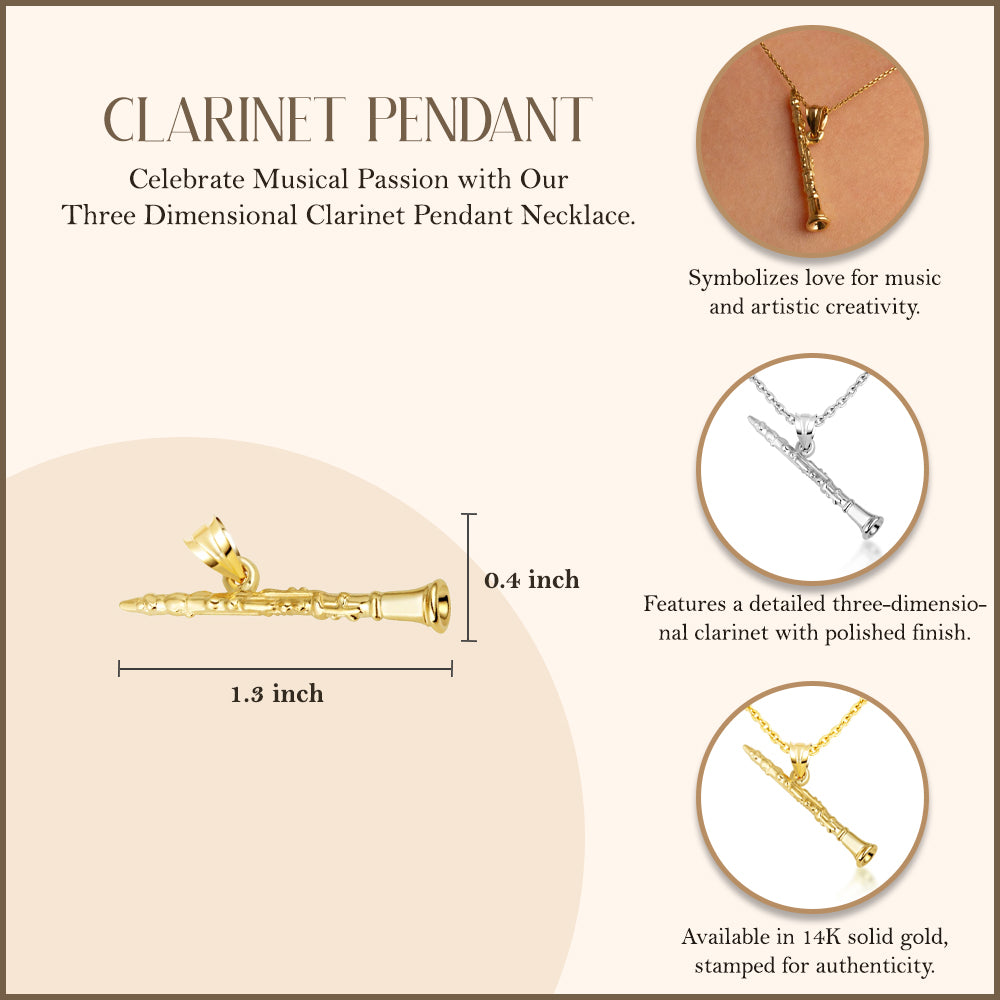 10K/14K Gold Clarinet Necklace, view 5