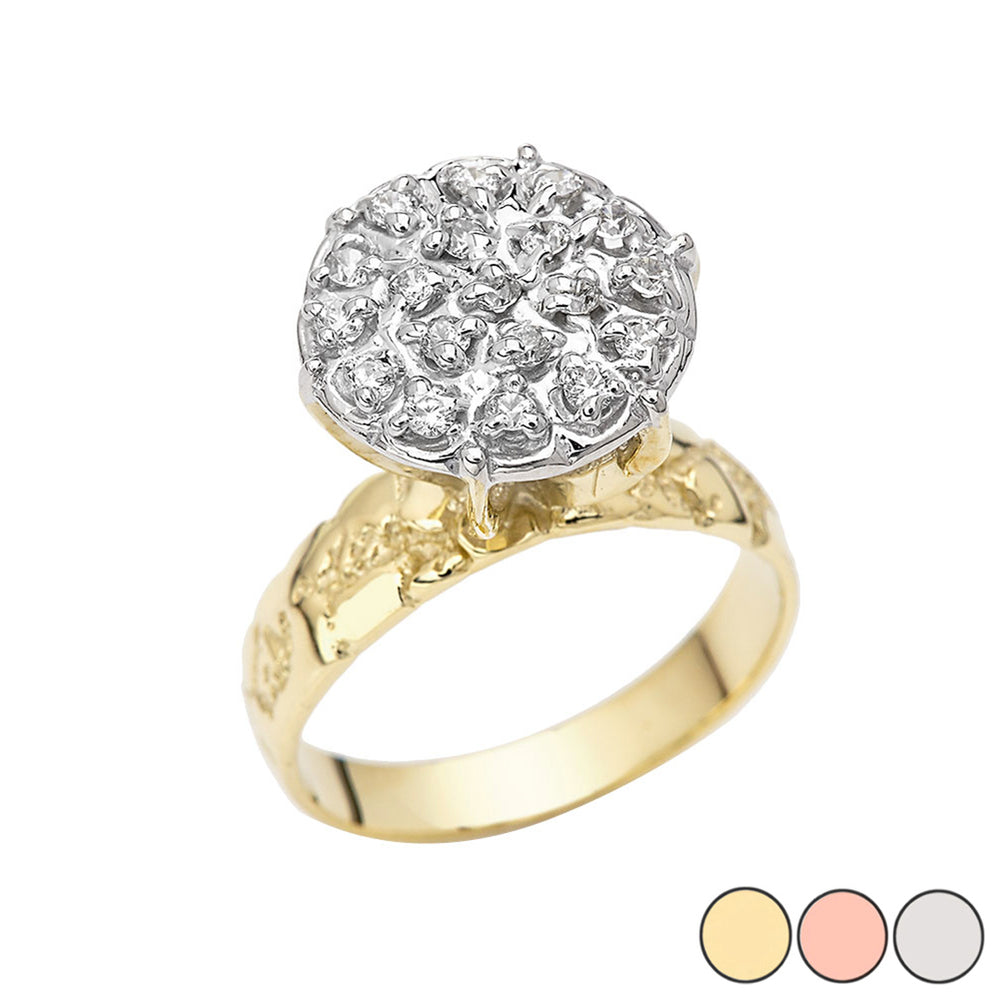 10K/14K Gold Cubic Zirconia Cluster Engagement Ring