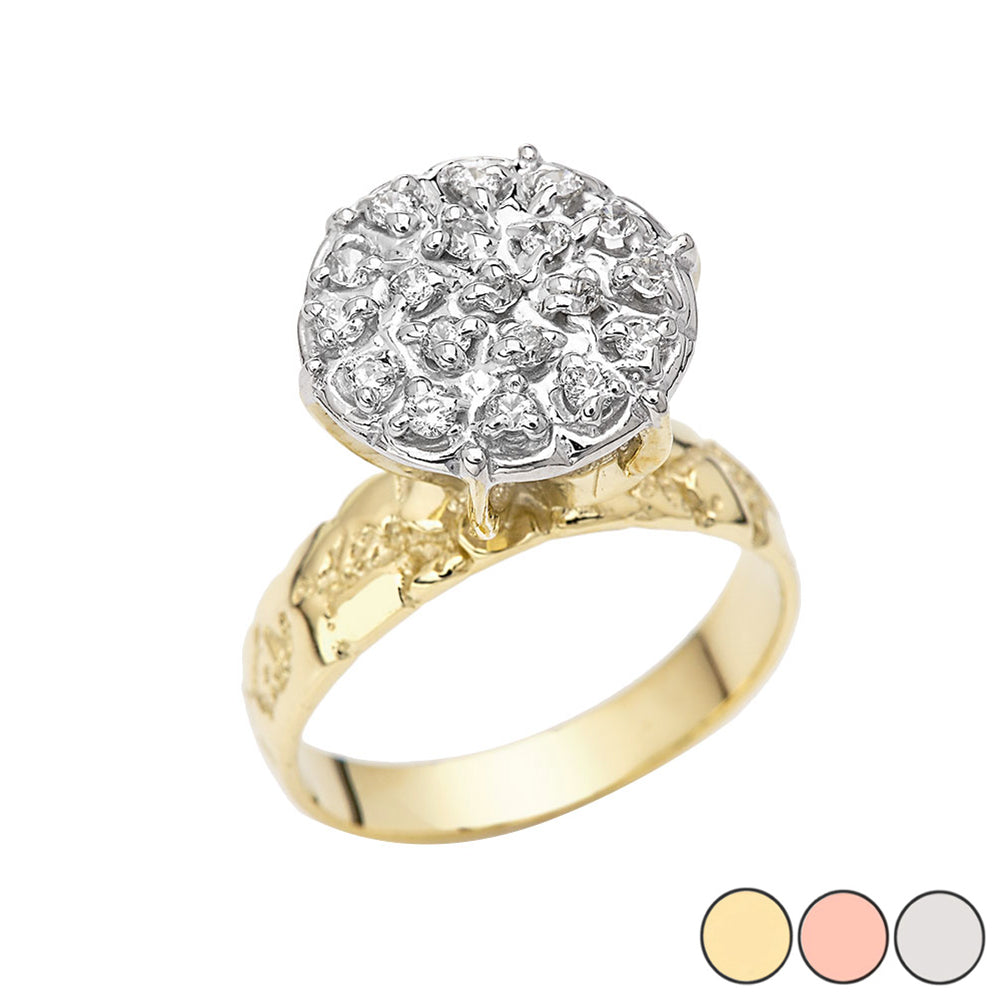 10K/14K Gold Cubic Zirconia Cluster Engagement Ring