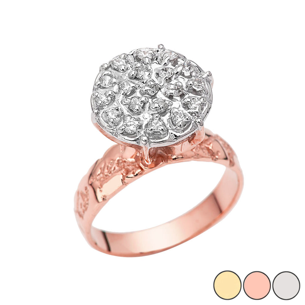10K/14K Gold Cubic Zirconia Cluster Engagement Ring, view 2