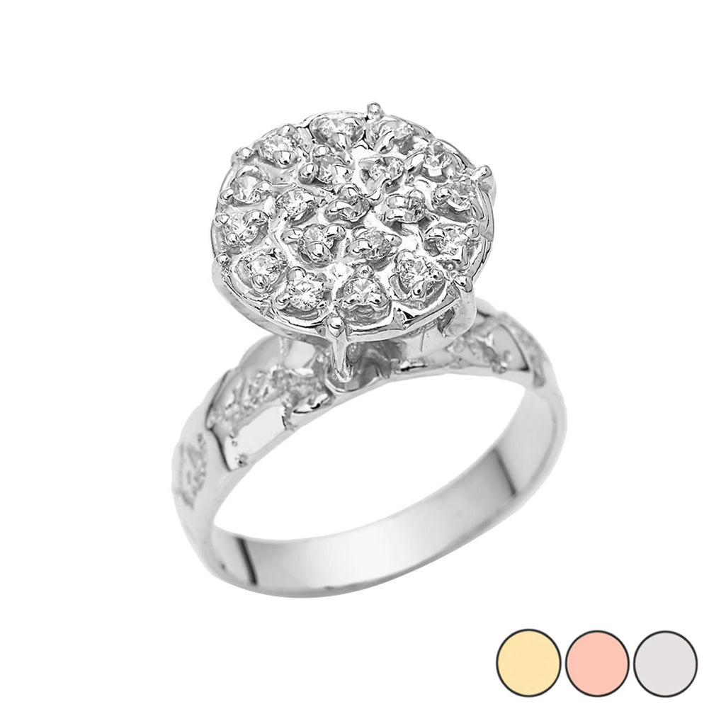 10K/14K Gold Cubic Zirconia Cluster Engagement Ring, view 3