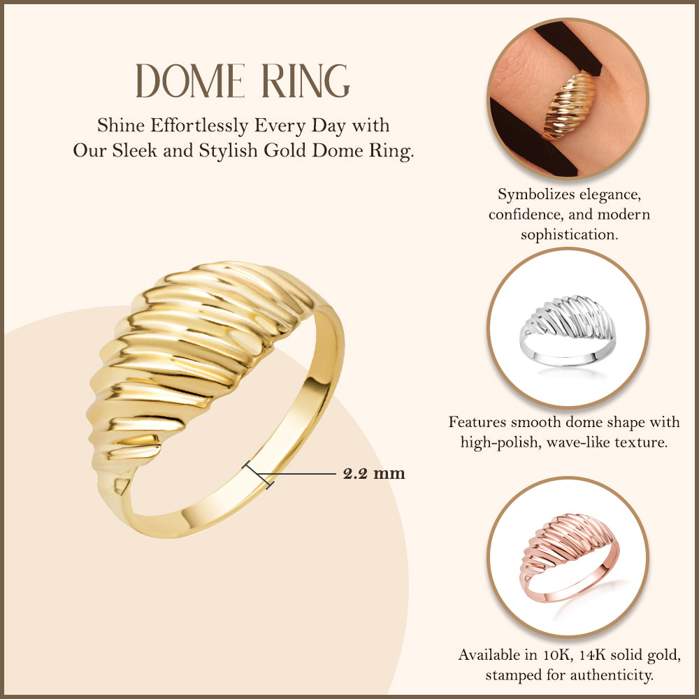 10K/14K Gold Dome Ring, view 4