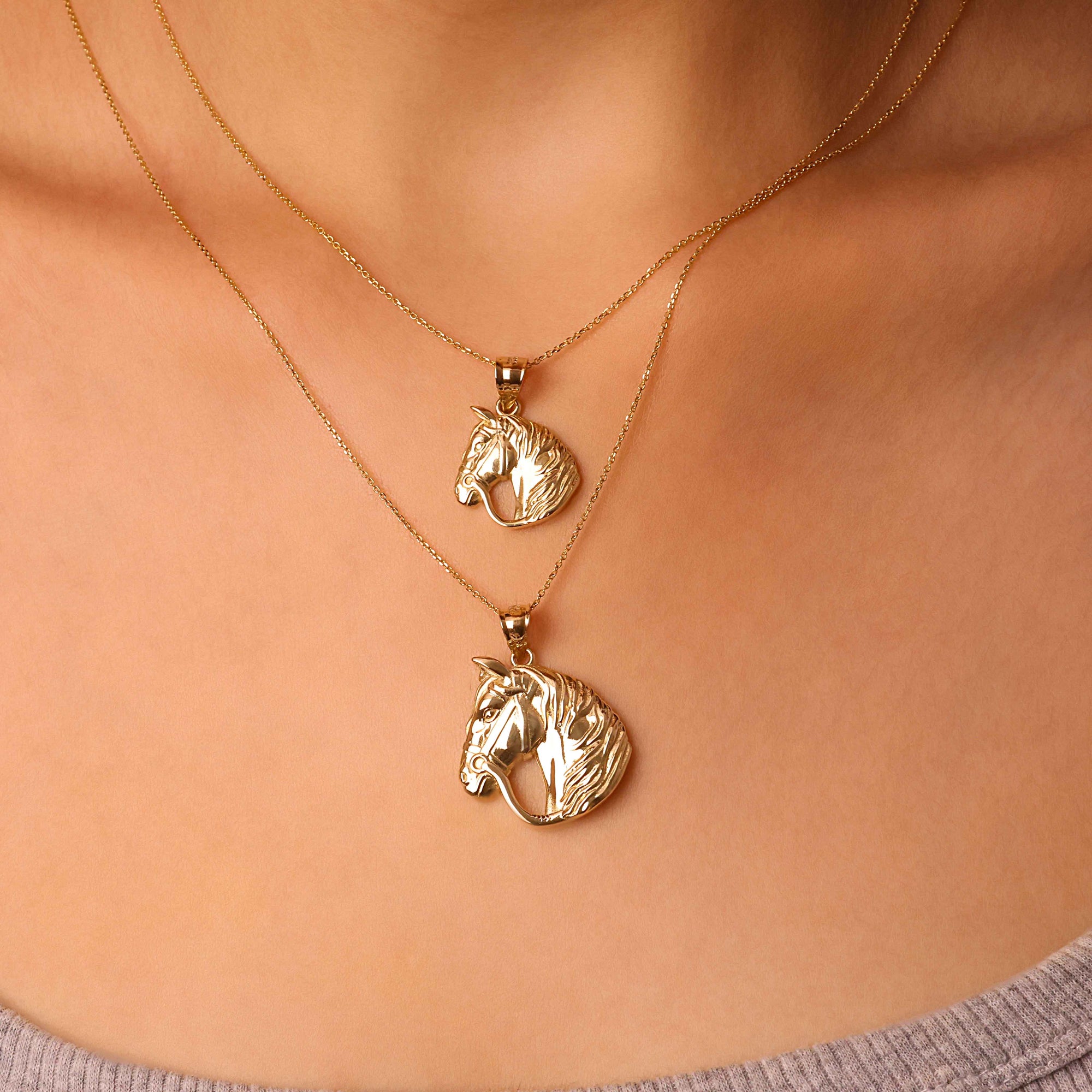 10K/14K Gold Horse Necklace (Small/Large), view 2