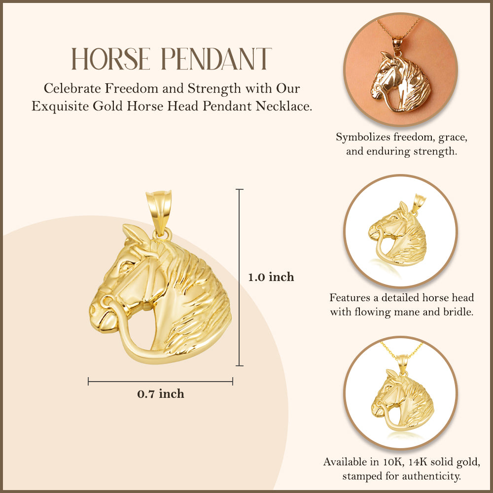 10K/14K Gold Horse Necklace (Small/Large), view 3