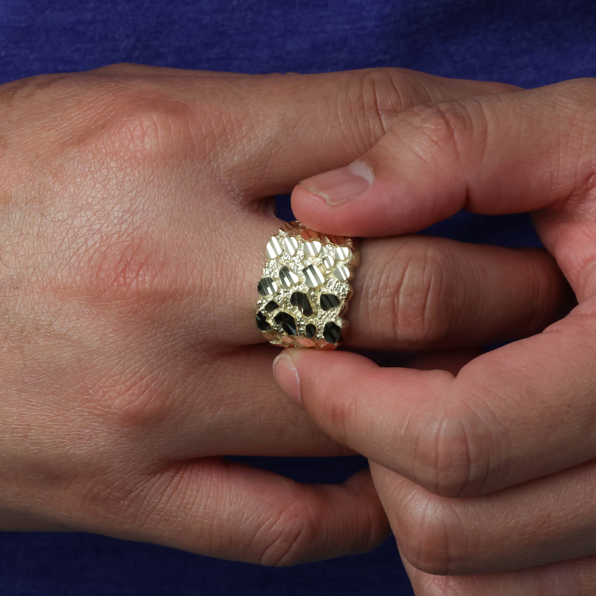 10K/14K Gold Men's 17.5 mm Nugget Ring, view 2