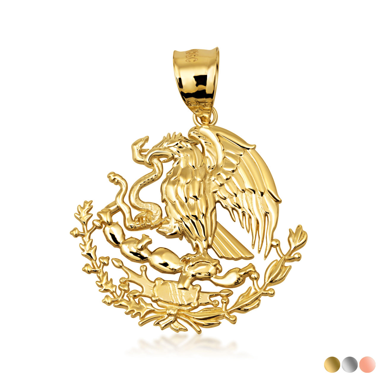 10K/14K Gold Mexican Eagle Pendant Necklace (1.28")