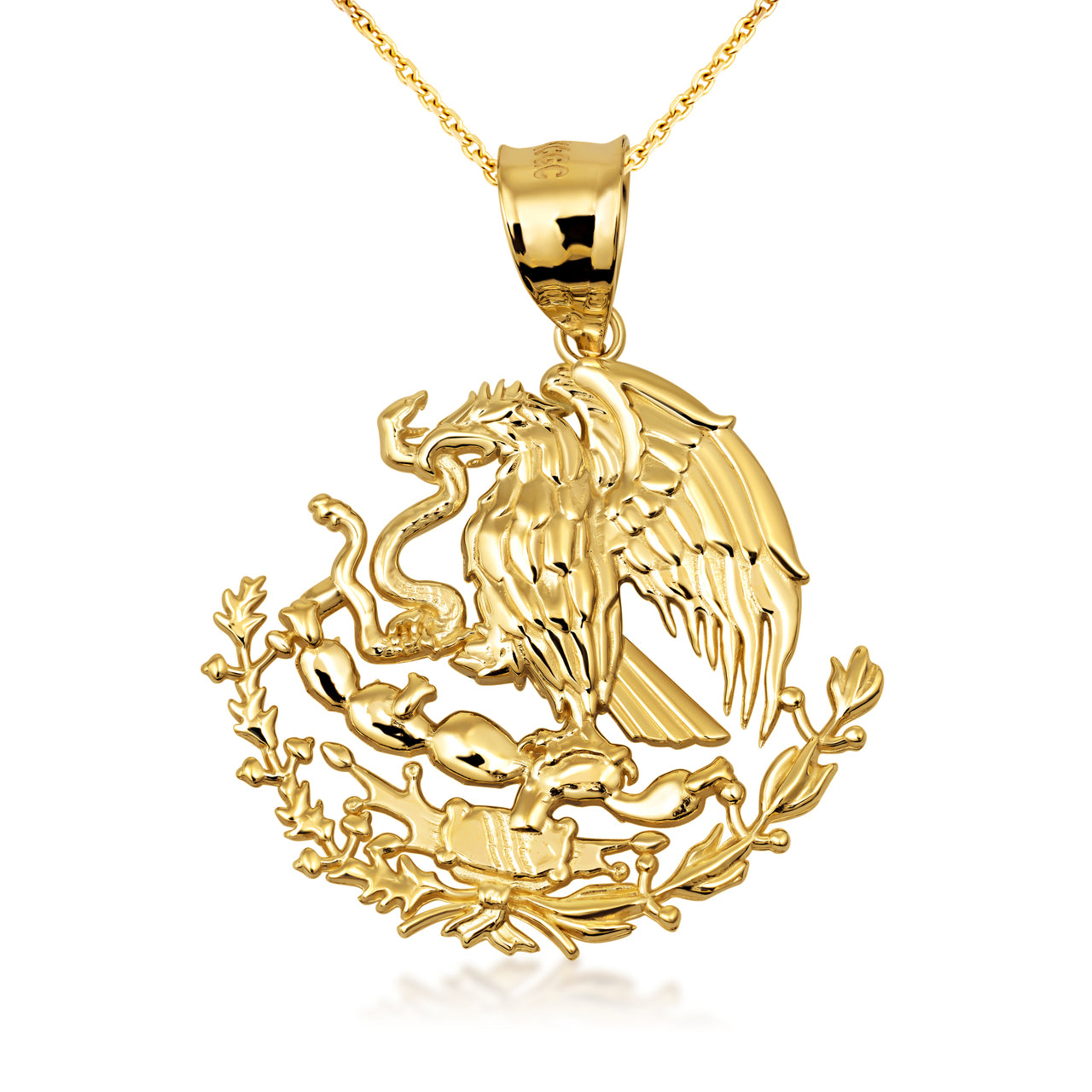 10K/14K Gold Mexican Eagle Pendant Necklace (1.28"), view 2
