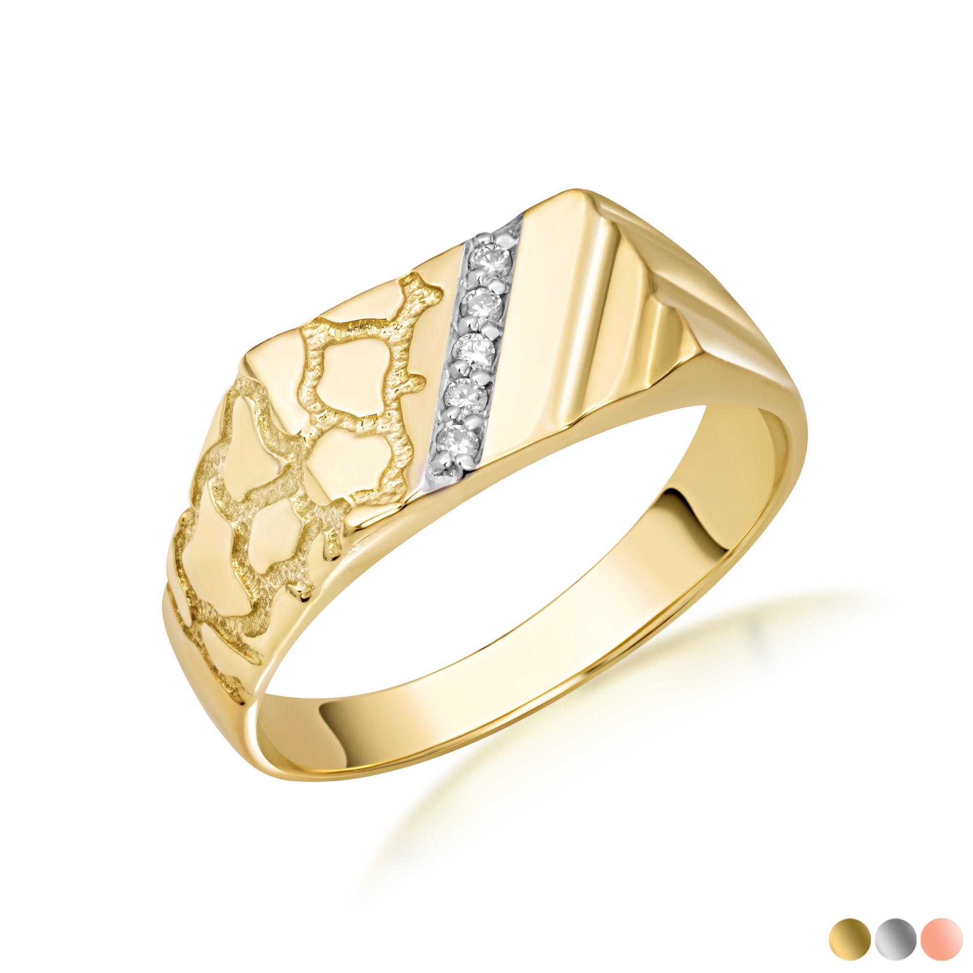 10K/14K Gold Nugget Ring with Diamonds