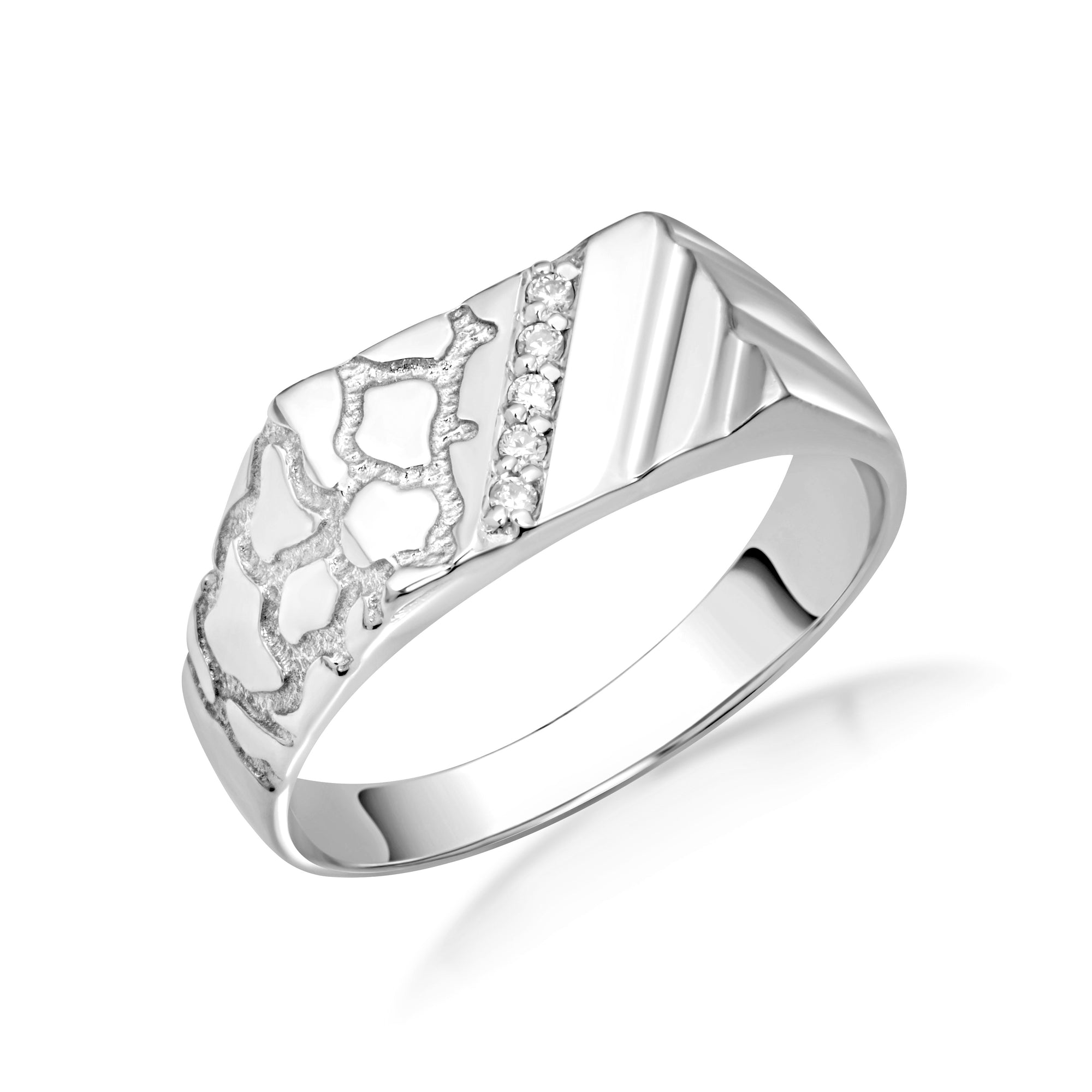 10K/14K Gold Nugget Ring with Diamonds, view 4