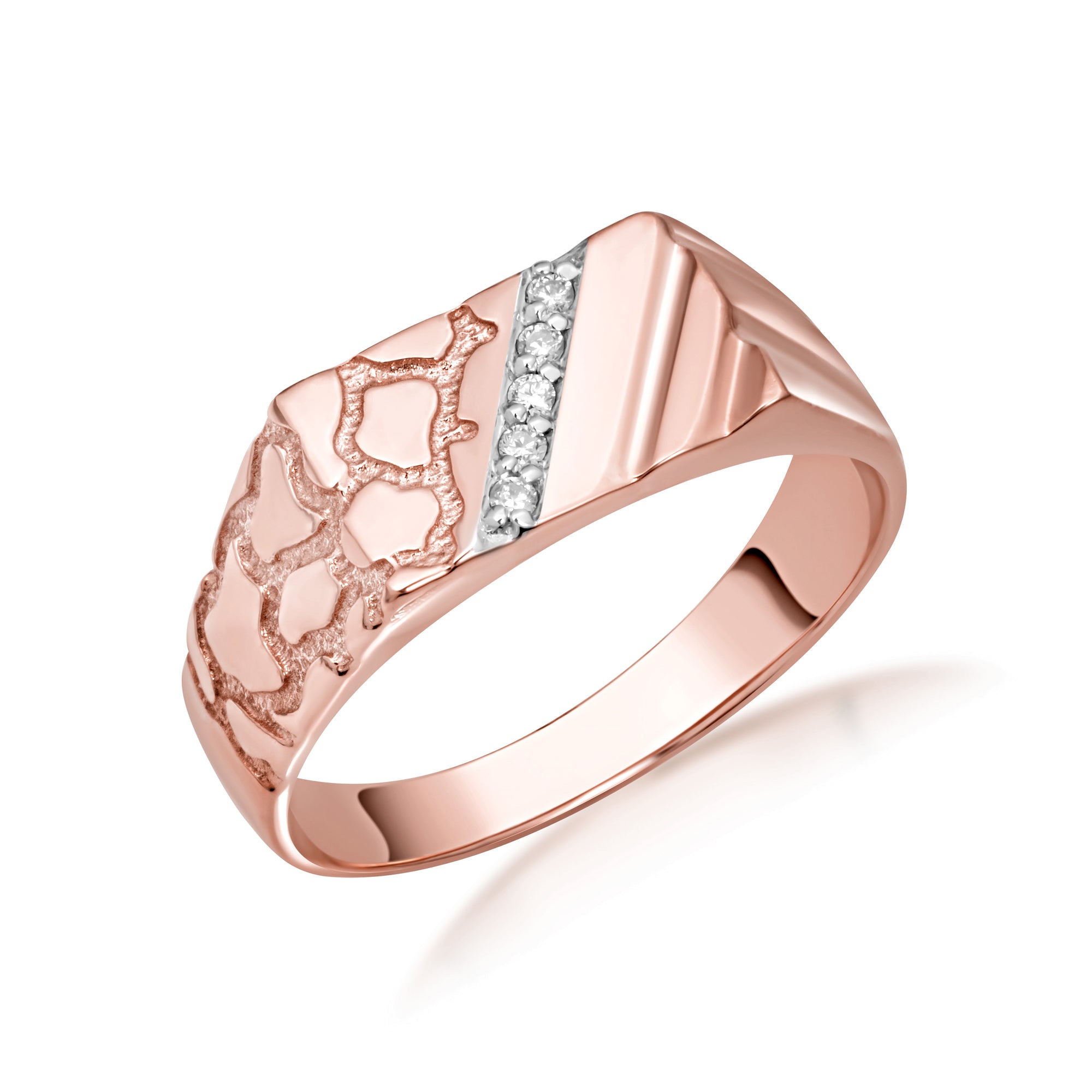 10K/14K Gold Nugget Ring with Diamonds, view 5