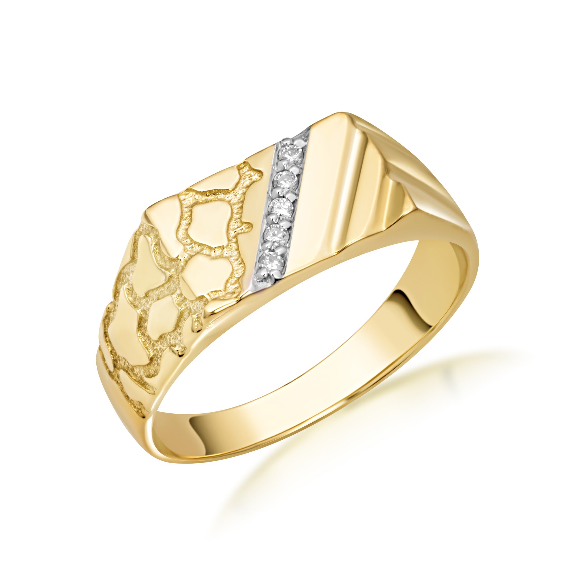 10K/14K Gold Nugget Ring with Diamonds, view 6
