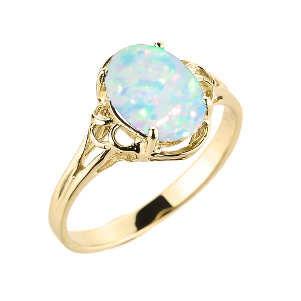 10K/14K Gold Opal Birthstone Promise Ring