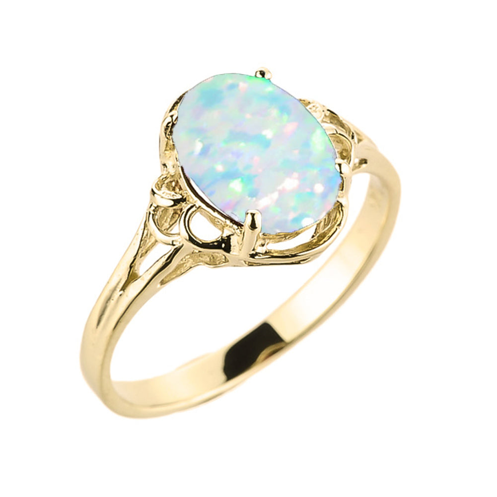 10K/14K Gold Opal Birthstone Promise Ring