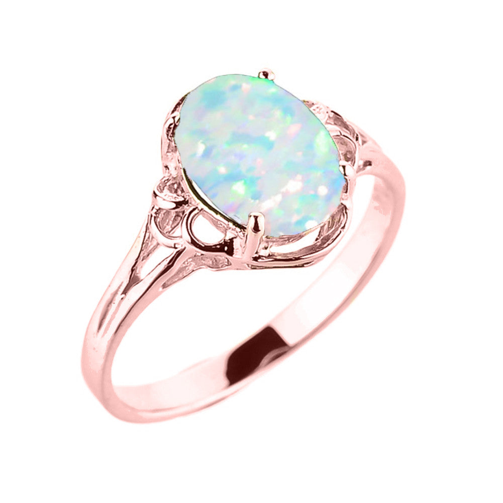 10K/14K Gold Opal Birthstone Promise Ring, view 2