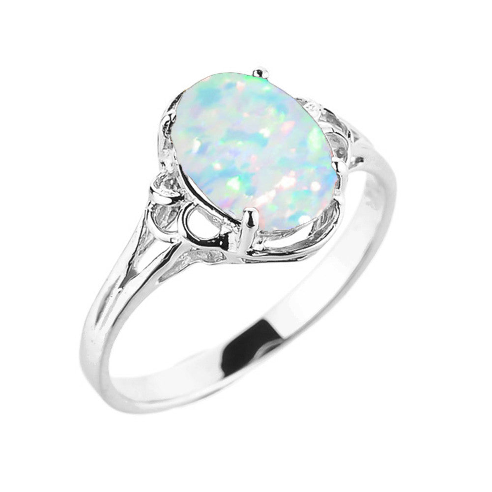 10K/14K Gold Opal Birthstone Promise Ring, view 3