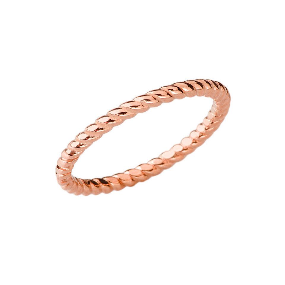 10K/14K Gold Rope Band Stackable Ring, view 2