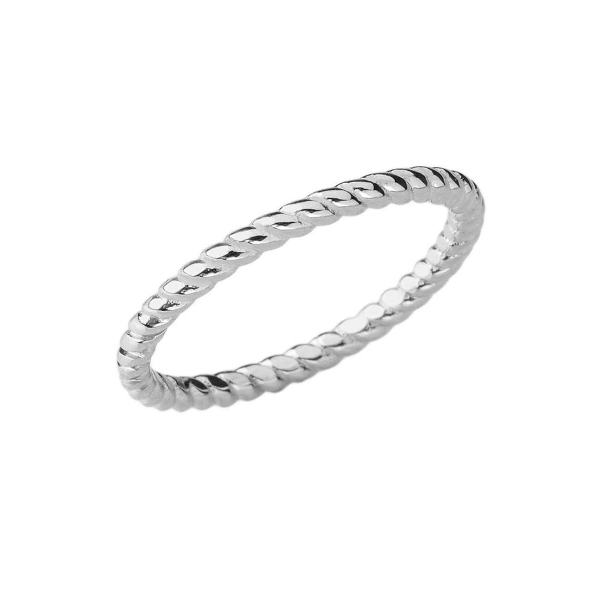 10K/14K Gold Rope Band Stackable Ring, view 3