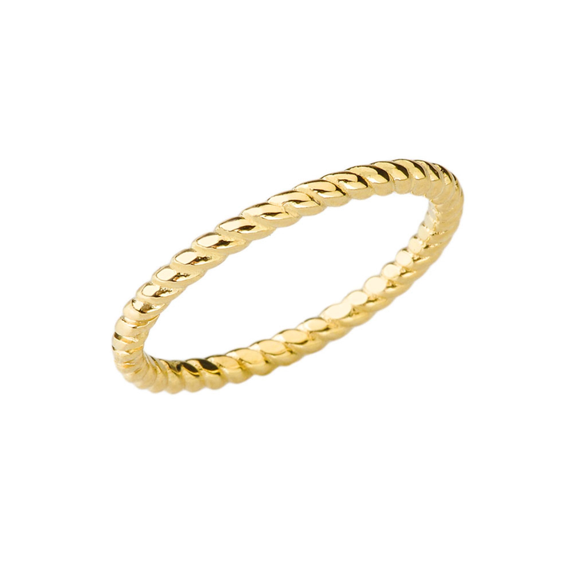10K/14K Gold Rope Band Stackable Ring, view 4