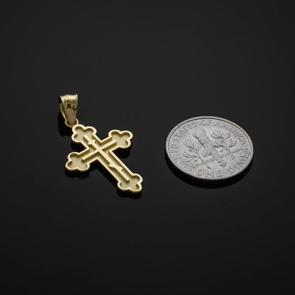 10K/14K Gold Russian Orthodox Cross Necklace, view 5
